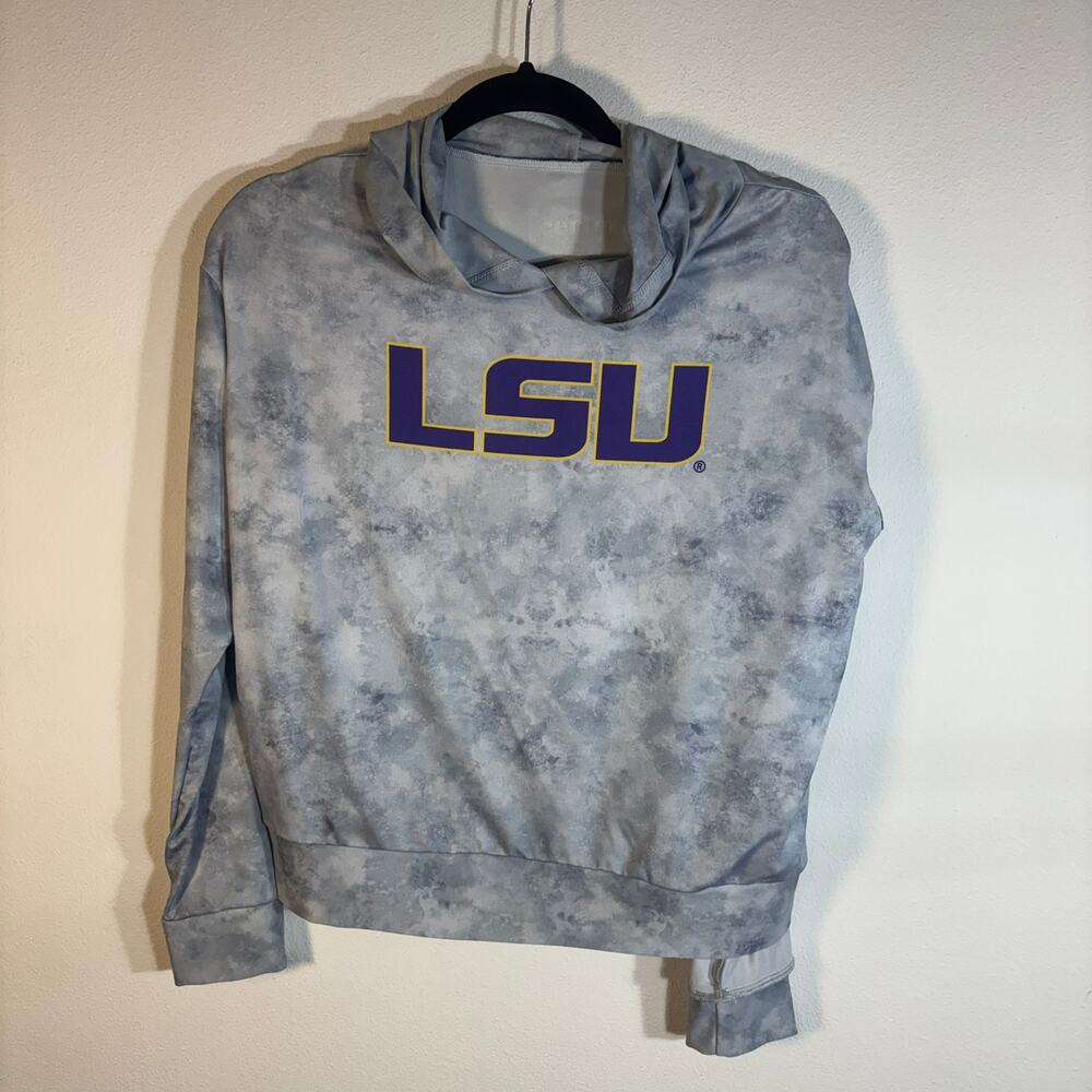 Certo LSU Tigers Hoodie Womens Large Gray Tie Dye Purple Gold Lightweight